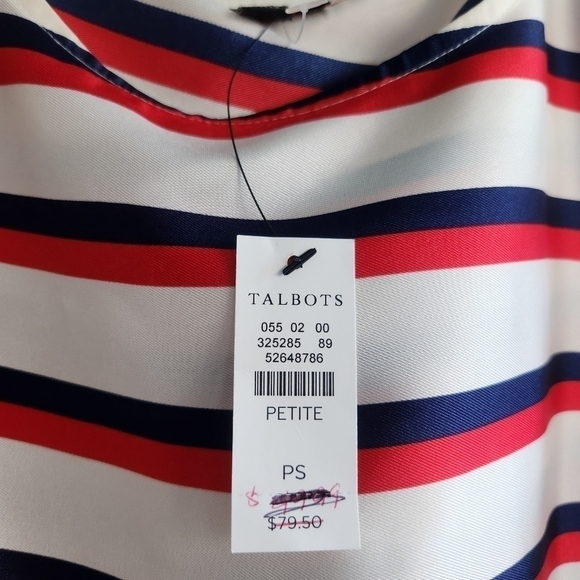 NWT Talbots Blue/White/Red Stripped Sleeveless Square Top size Small Petite - Picture 6 of 9